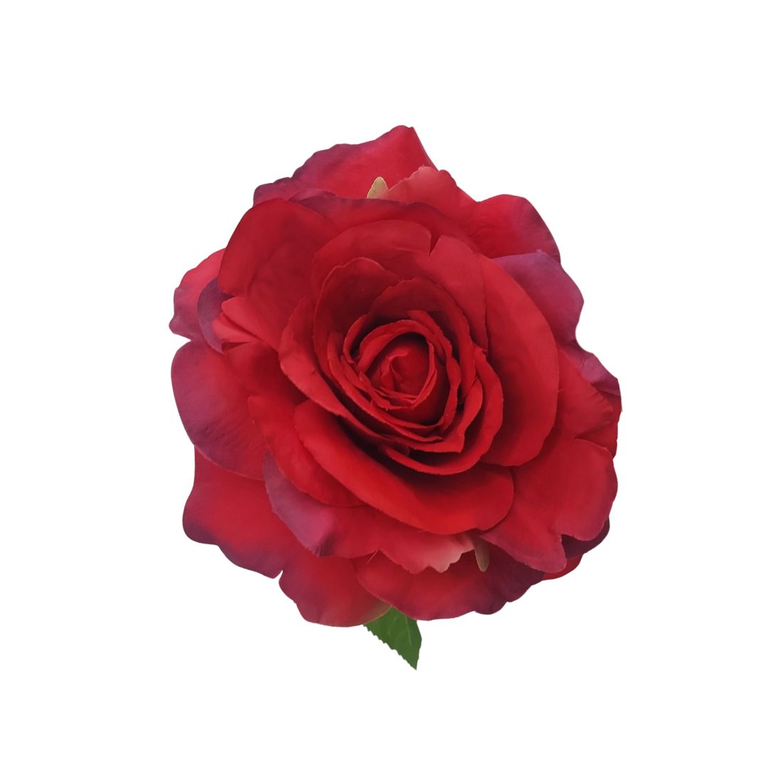 Single Artificial Large Open Rose Flower - Red