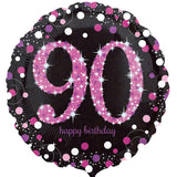Sparkling Pink 90th Birthday Foil Balloon