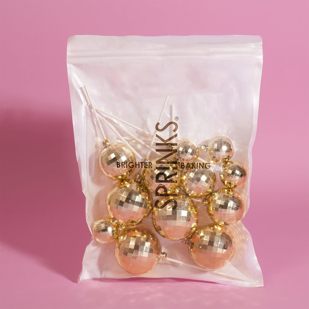 Sprinks Disco Ball Cake Toppers 12pk - Gold
