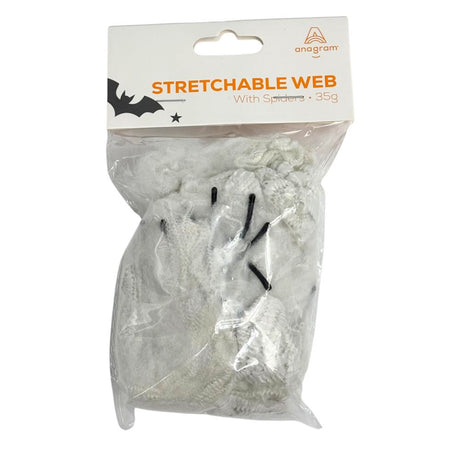 White Stretchable Spider Web with Spiders