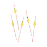 Summer Picnic Lemon & Gingham Paper Straws 20pk