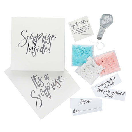 Silver Surprise Balloon in a Box Set