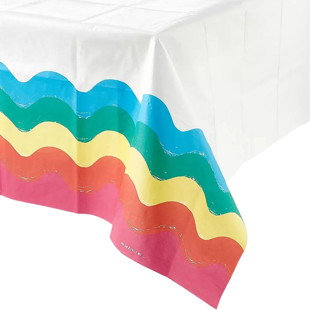 Rainbow Waves Paper Table Cover