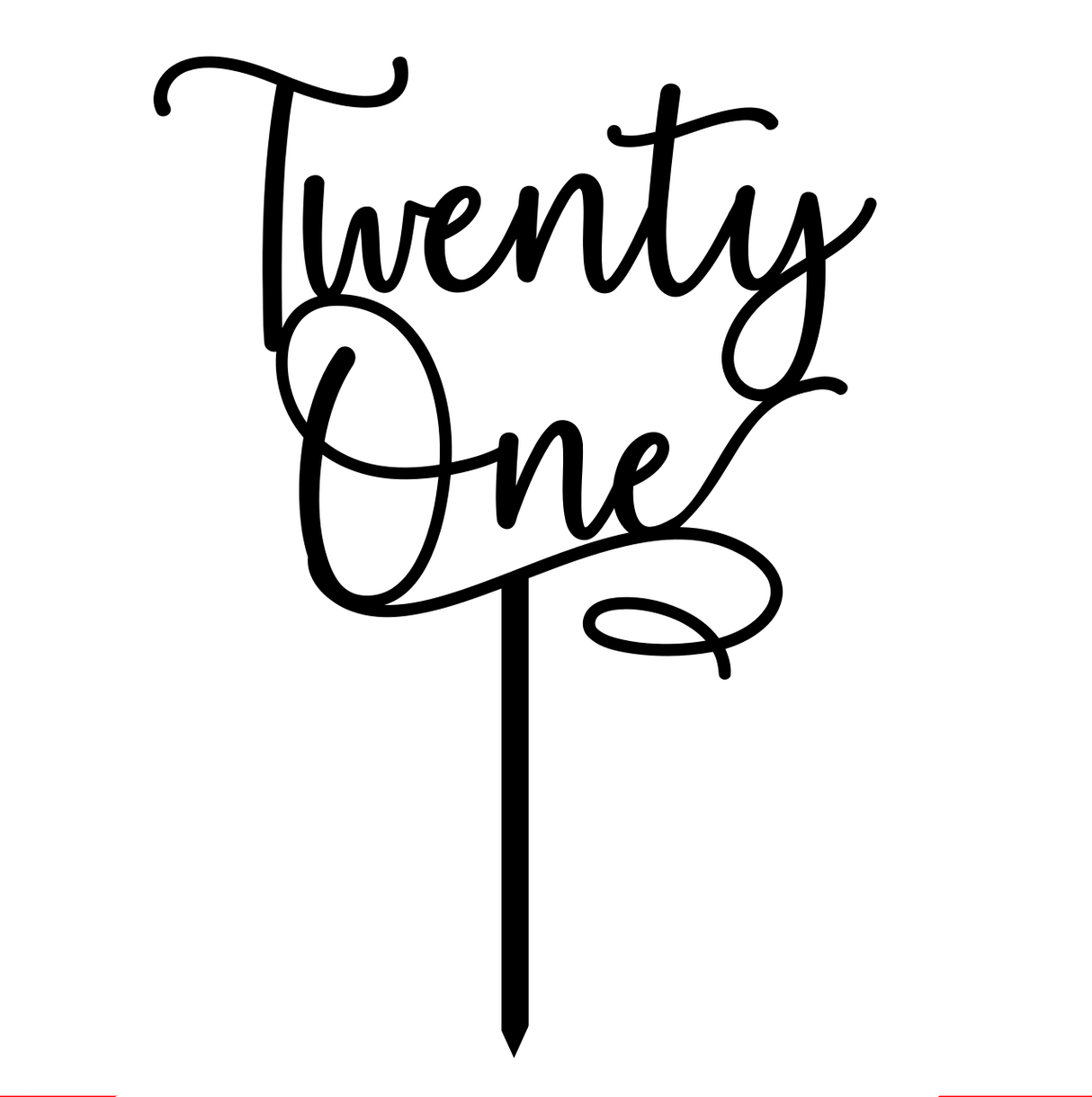 Twenty One Script Cake Topper - Black