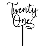 Twenty One Script Cake Topper - Black