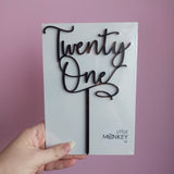 Twenty One Script Cake Topper - Black