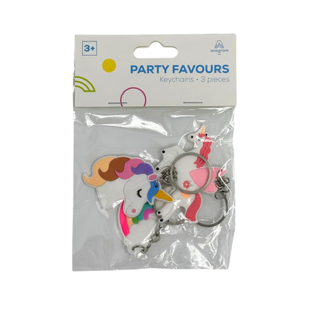 Unicorn Keychain Party Favours 3pk
