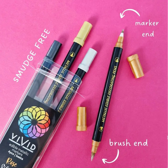 Vivid Edible Metallic Marker Pens 4pk - Basics