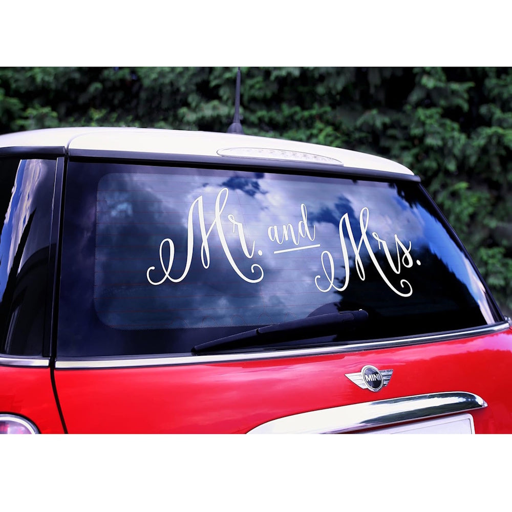 Wedding Day Car Sticker - Mr & Mrs