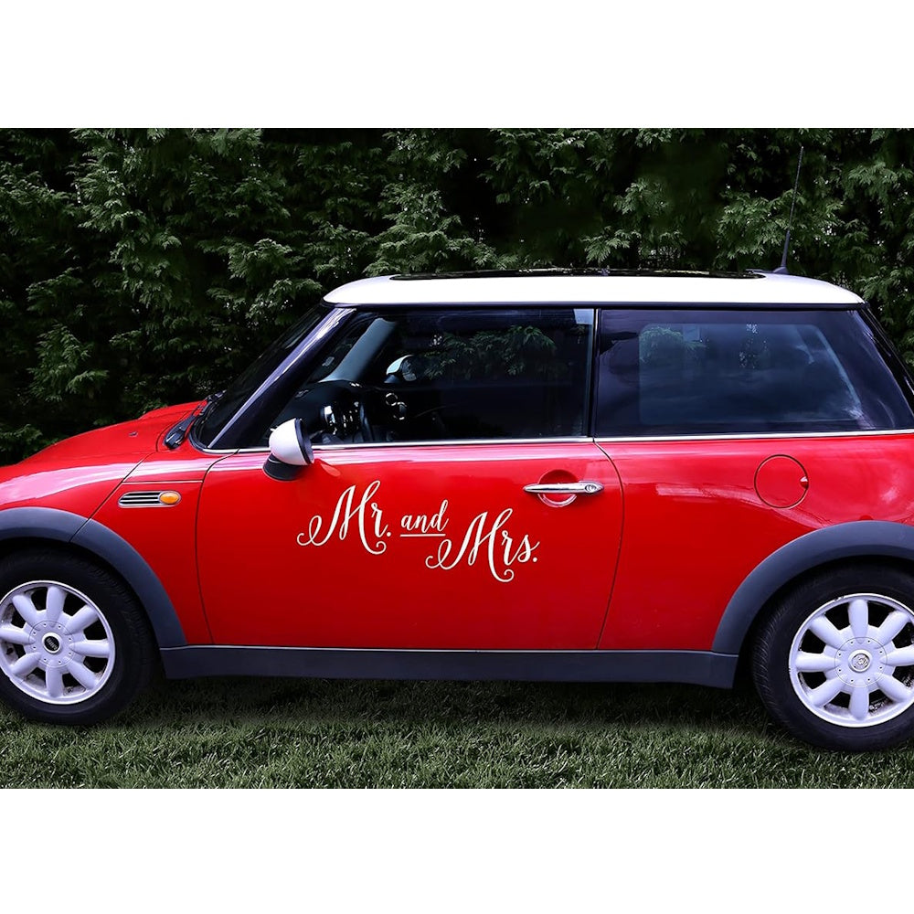 Wedding Day Car Sticker - Mr & Mrs