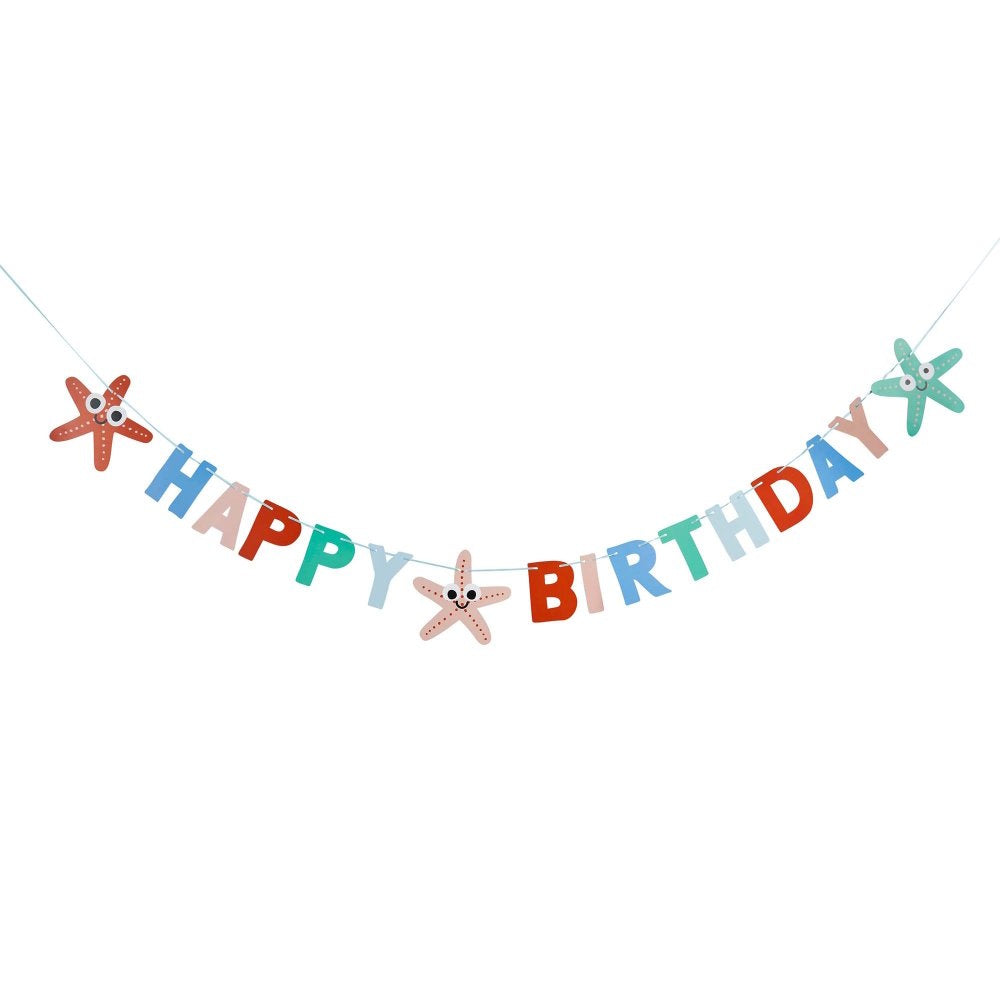 Whale of a Time Starfish Happy Birthday Banner