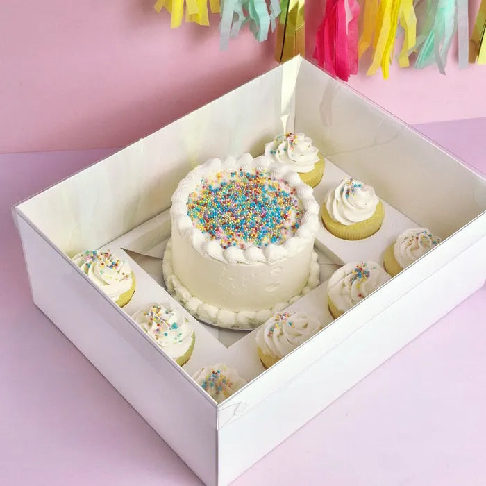 White Clear Lid 8 Cupcake & Cake Bento Box