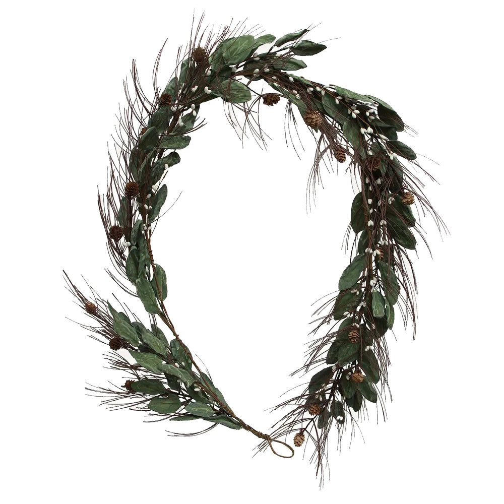 French Country White Berry & Pinecone Swag - Large