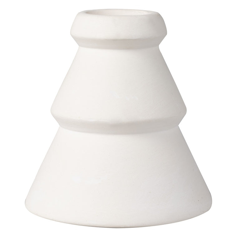 White Ceramic Christmas Tree Candle Holders 2pk
