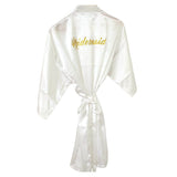 White Satin Bridal Robe - Bridesmaid