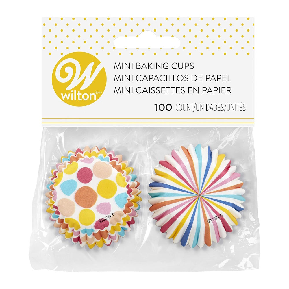 Wilton Mini Cupcake Cases - Dots & Stripes 100pk