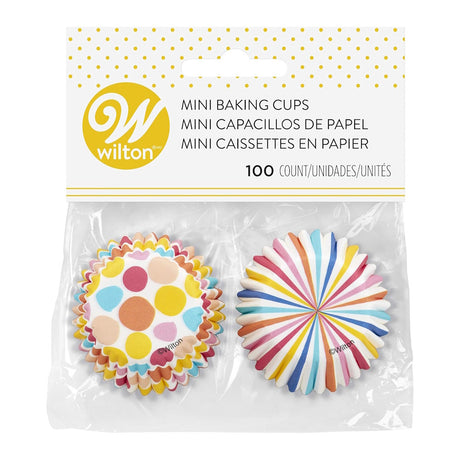 Wilton Mini Cupcake Cases - Dots & Stripes 100pk