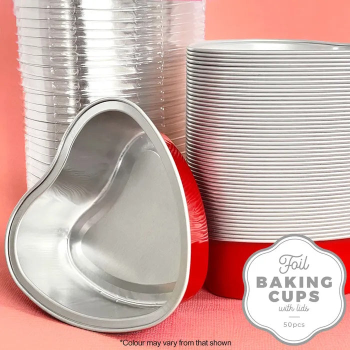 Wish Foil Heart Baking Cups 50pk - Red