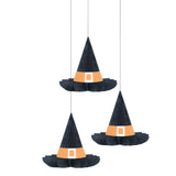 Witch Hat Hanging Honeycomb Decorations 3pk