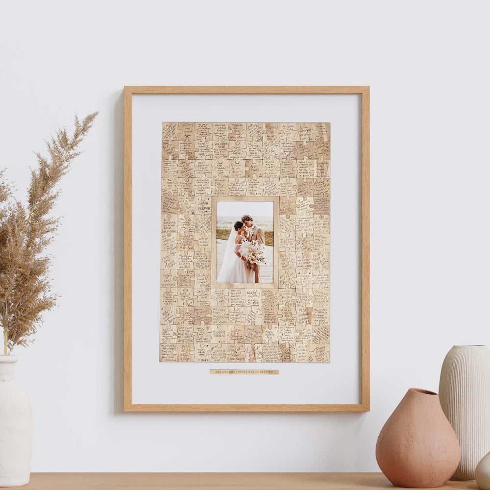 Wooden Jigsaw Guestbook with Display Box