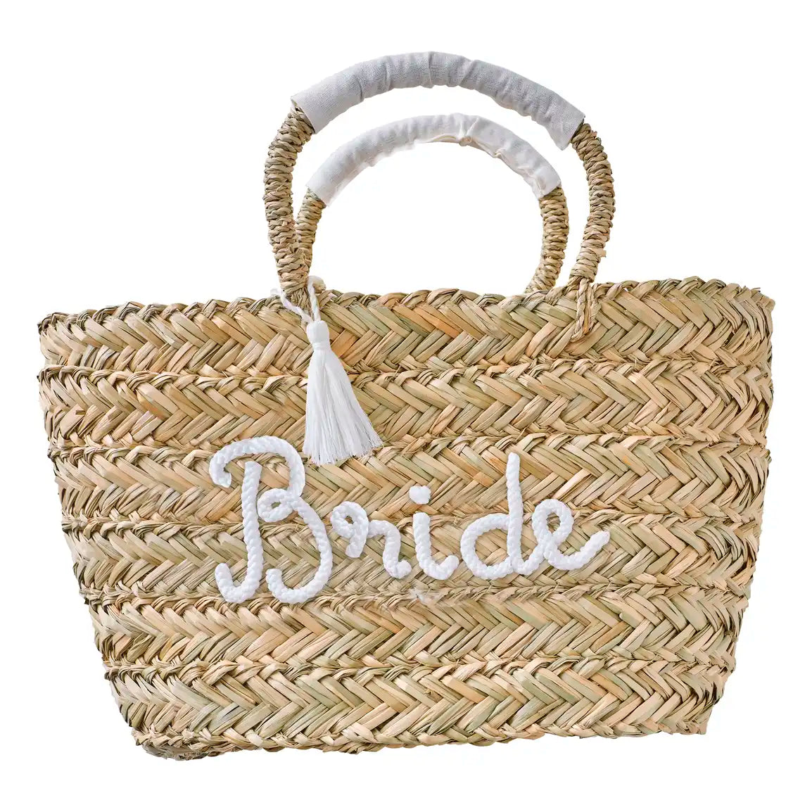 Woven Rattan Bride Bag with Tassels