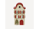 Alsace Tea Light Villa Christmas Stone with Red Shutters
