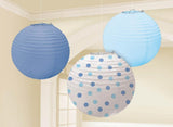 Assorted Blue Paper Lanterns 3pk