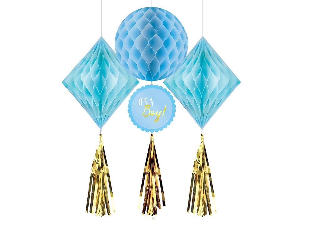 Baby Shower Honeycomb Decorations - Boy