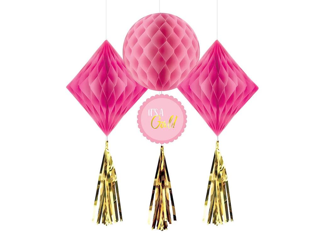 Baby Shower Honeycomb Decorations - Girl