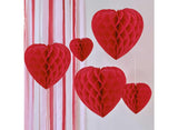 Be Mine Honeycomb Hanging Heart Decorations 5pk
