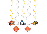 Big Dig Construction Hanging Swirl Decorations