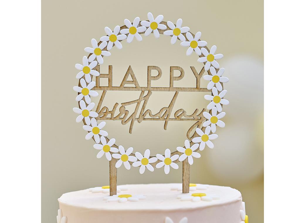Ditsy Daisy Happy Birthday Cake Topper