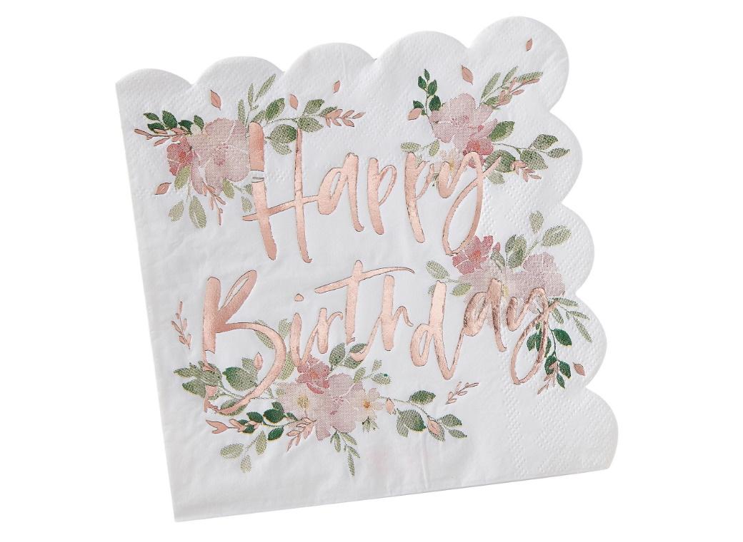 Ditsy Floral Happy Birthday Napkins 16pk