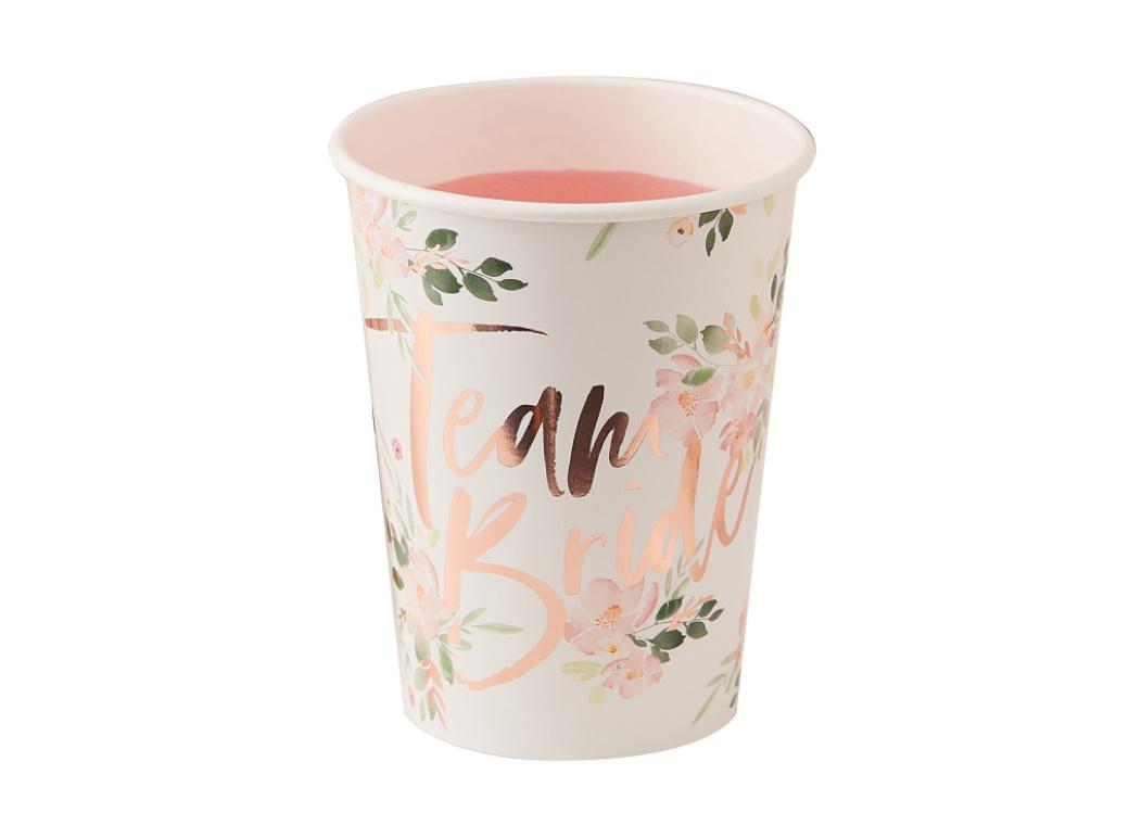 Floral Hen Party Team Bride Cups 8pk