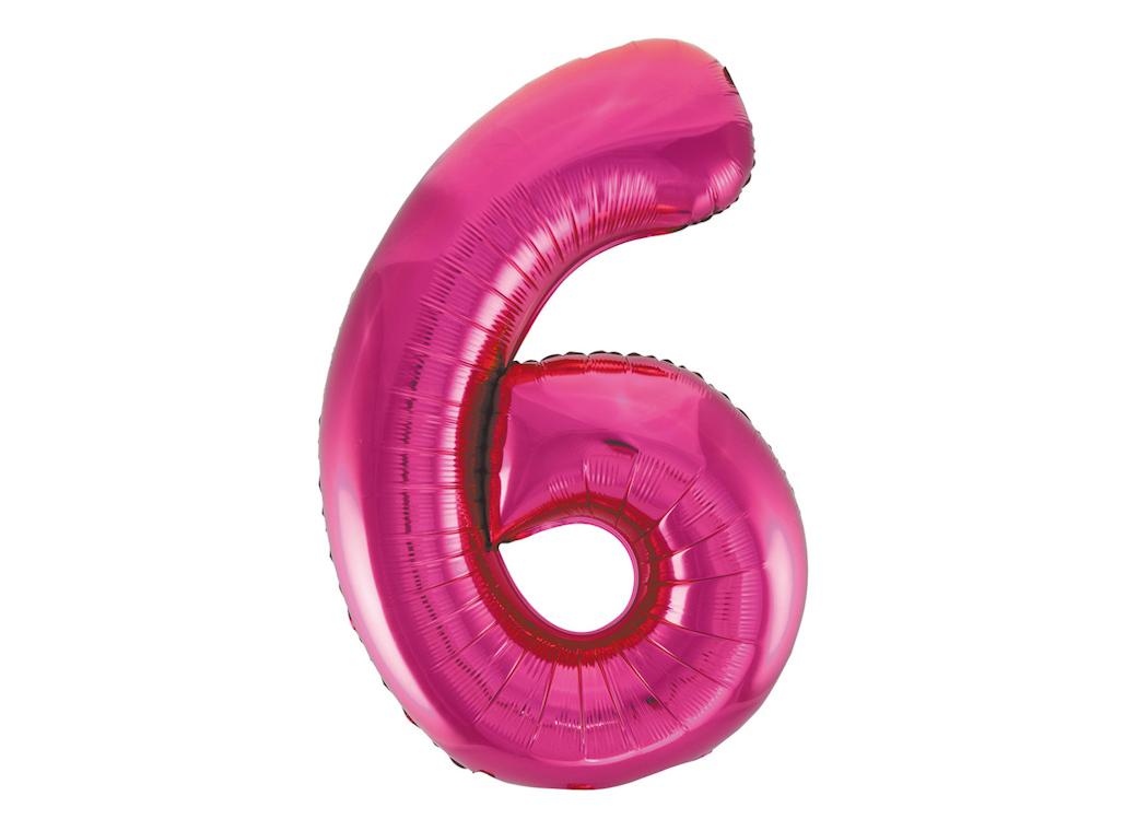 Giant Hot Pink Number Foil Balloon - 6