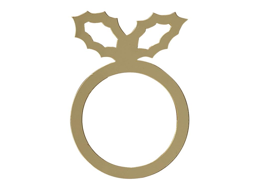 Gold Mirror Holly Napkin Rings 6pk