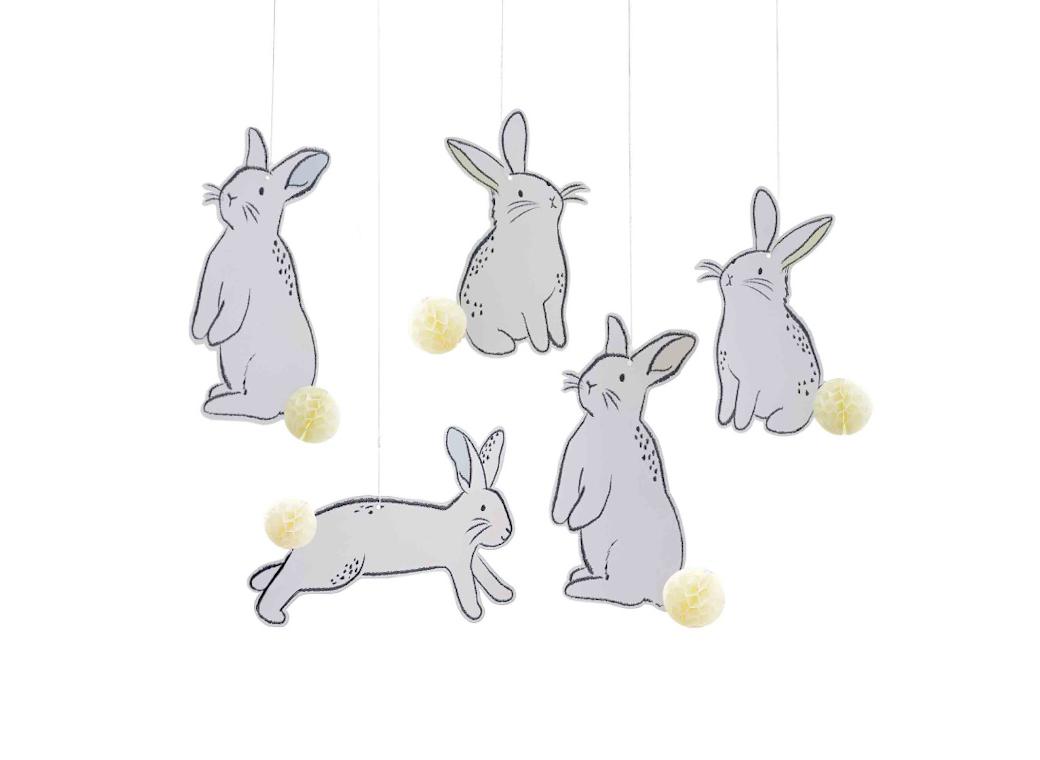 Hanging Easter Bunny Decorations with Honeycomb Tails
