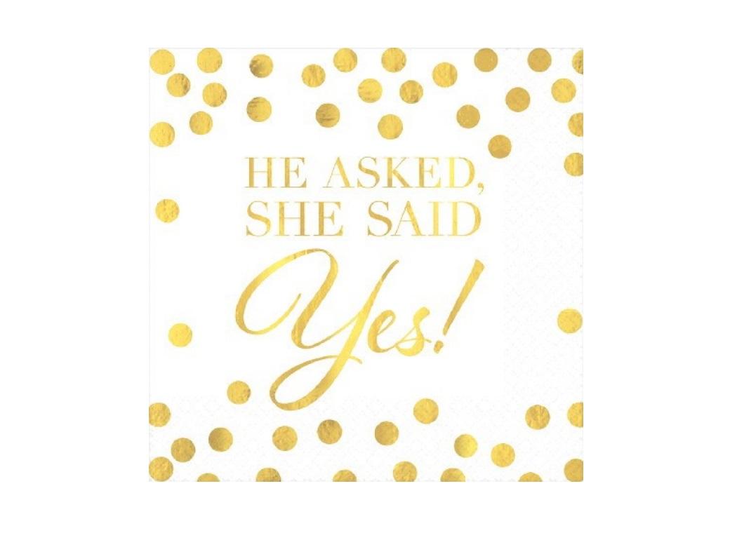 She Said Yes Beverage Napkins 16pk