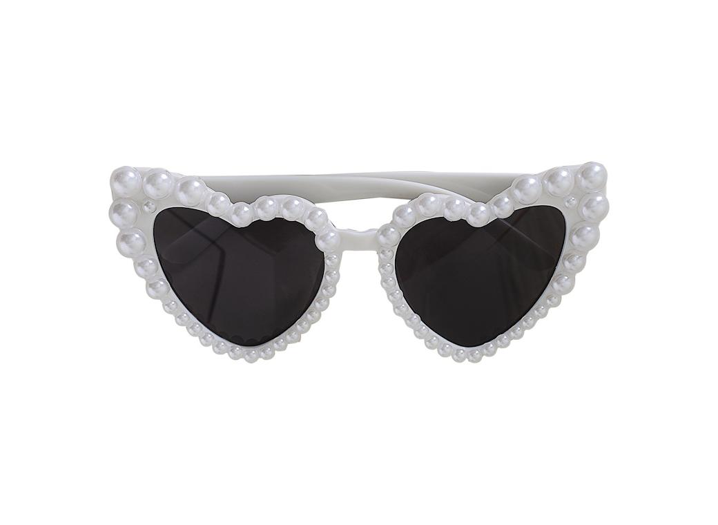 Hen Party Pearl Embellished Heart Shaped Bride Sunglasses
