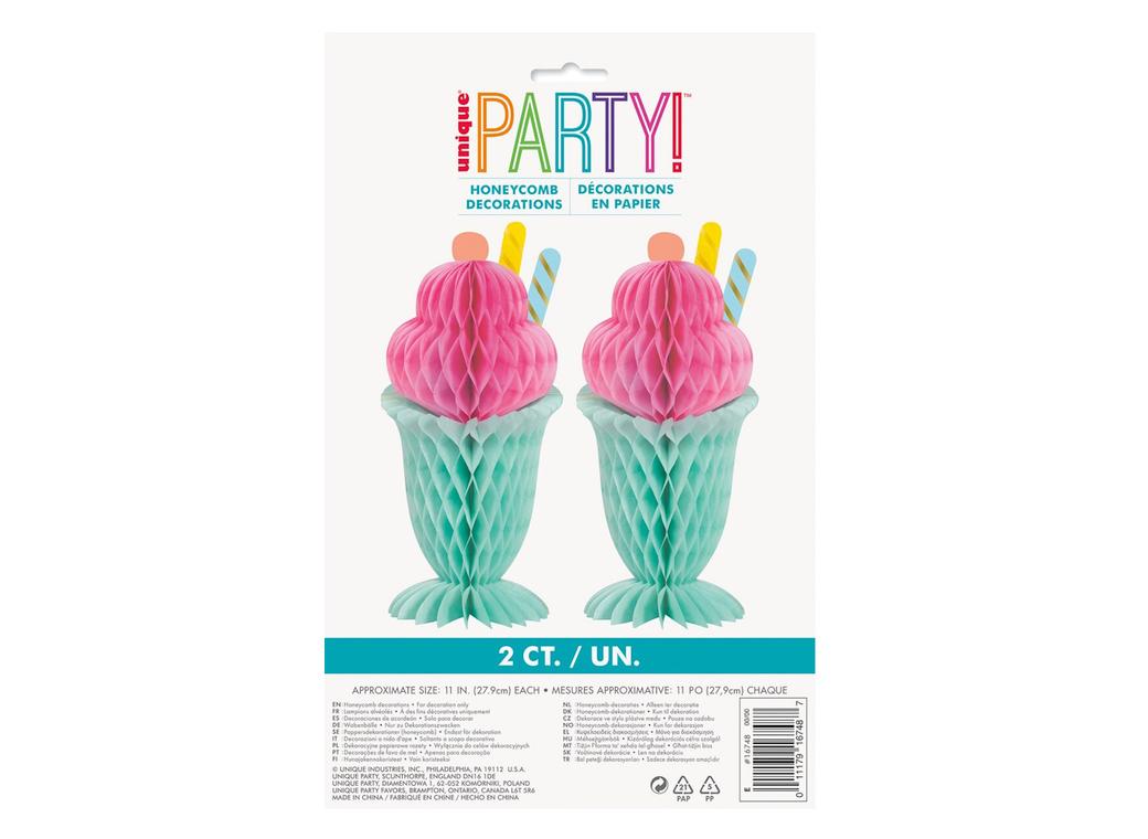 Ice Cream Sundae Honeycomb Decorations 2pk