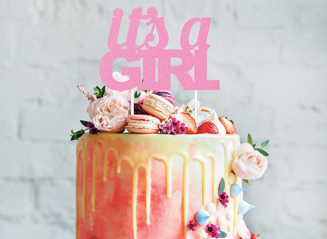 It's A Girl Glitter Cake Topper