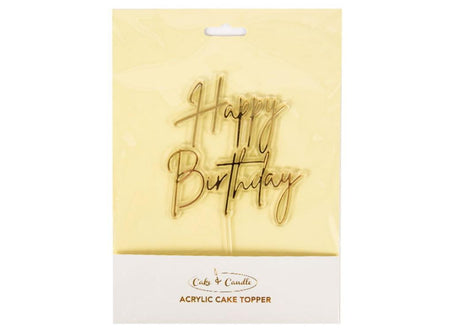 Happy Birthday Layered Cake Topper - Gold/Clear