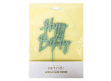 Happy Birthday Layered Cake Topper - Silver / Blue