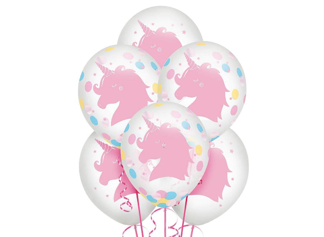 Magical Rainbow Unicorn Confetti Balloons 6pk