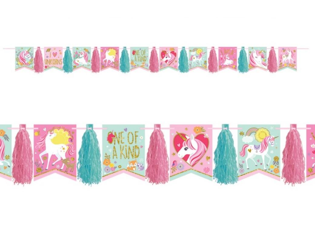 Magical Unicorn Pennant Banner with Tassels