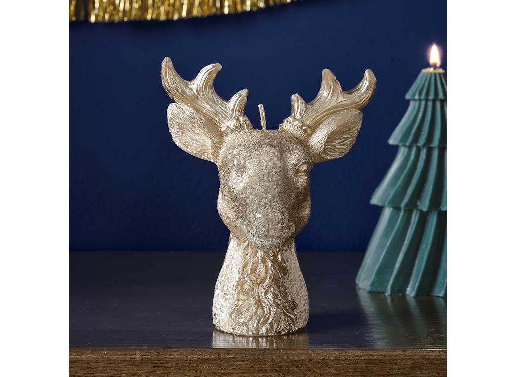 Merry & Bright Gold Stag Candle