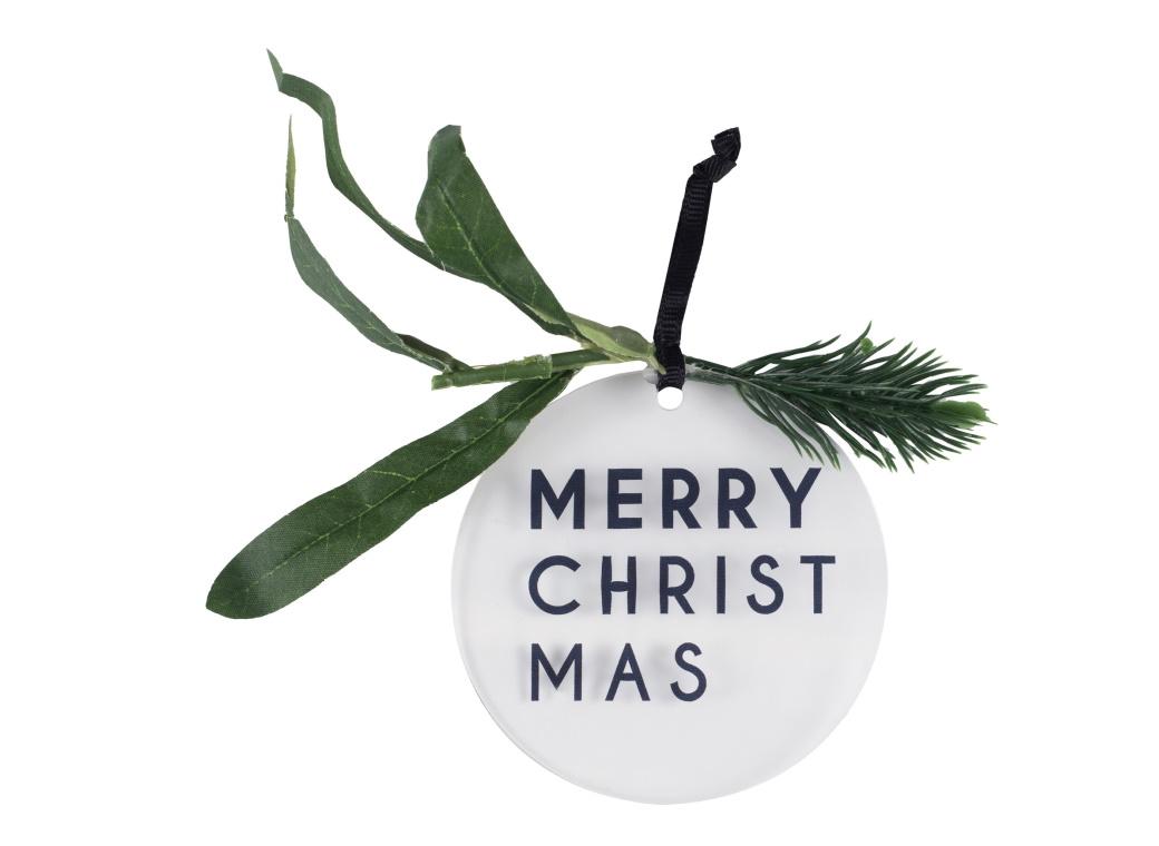 Merry Christmas Tree Decorations with Foliage 4pk