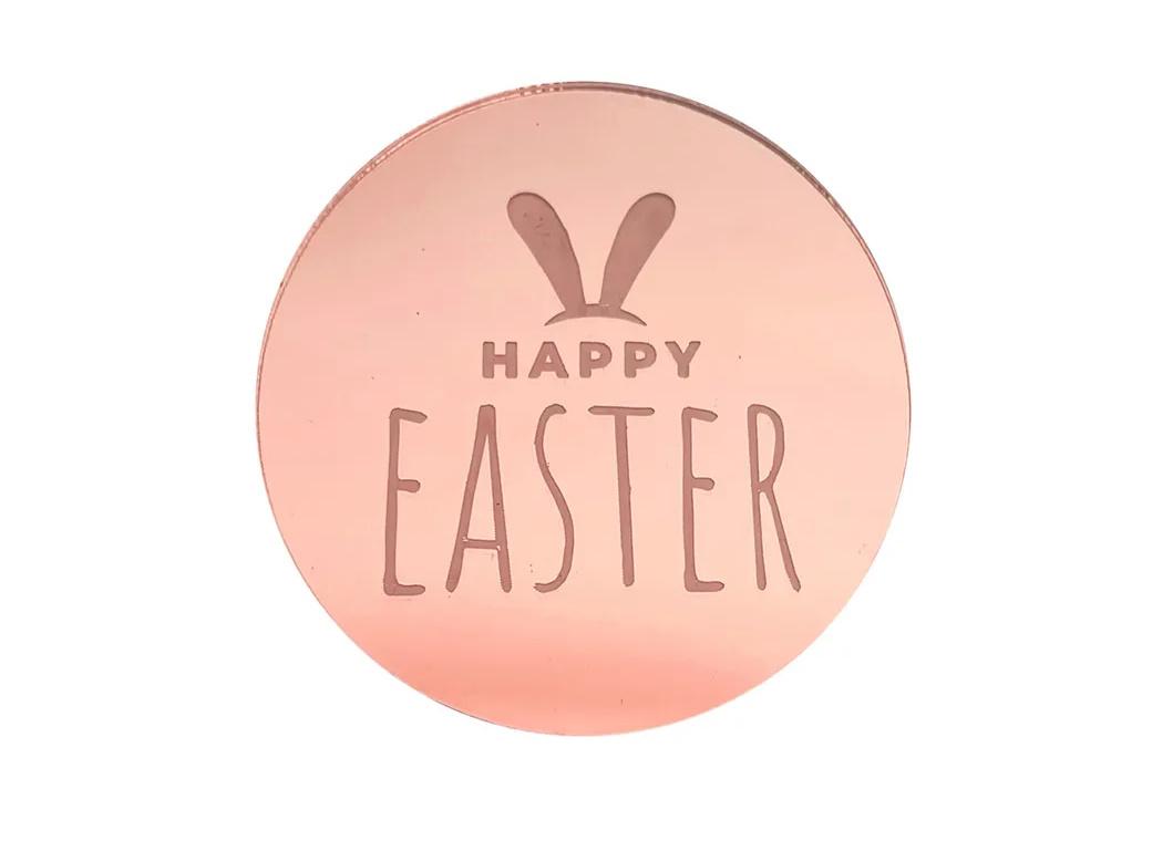 Mini Rose Gold Mirror Cake Topper - Happy Easter
