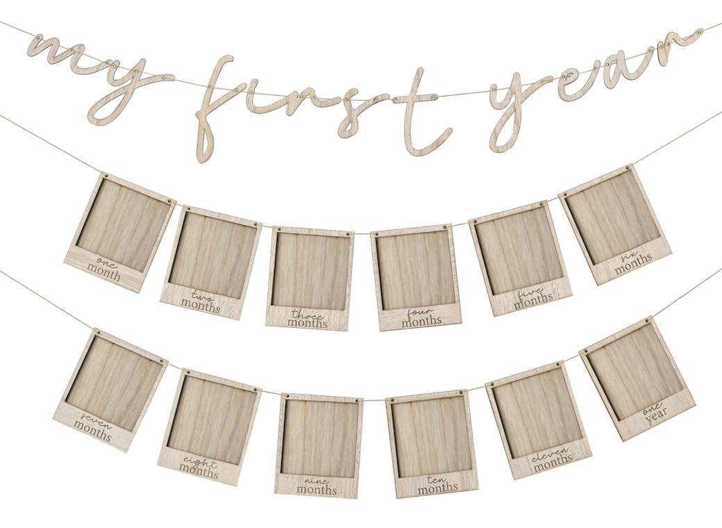 My First Year Wooden Baby Photo Bunting