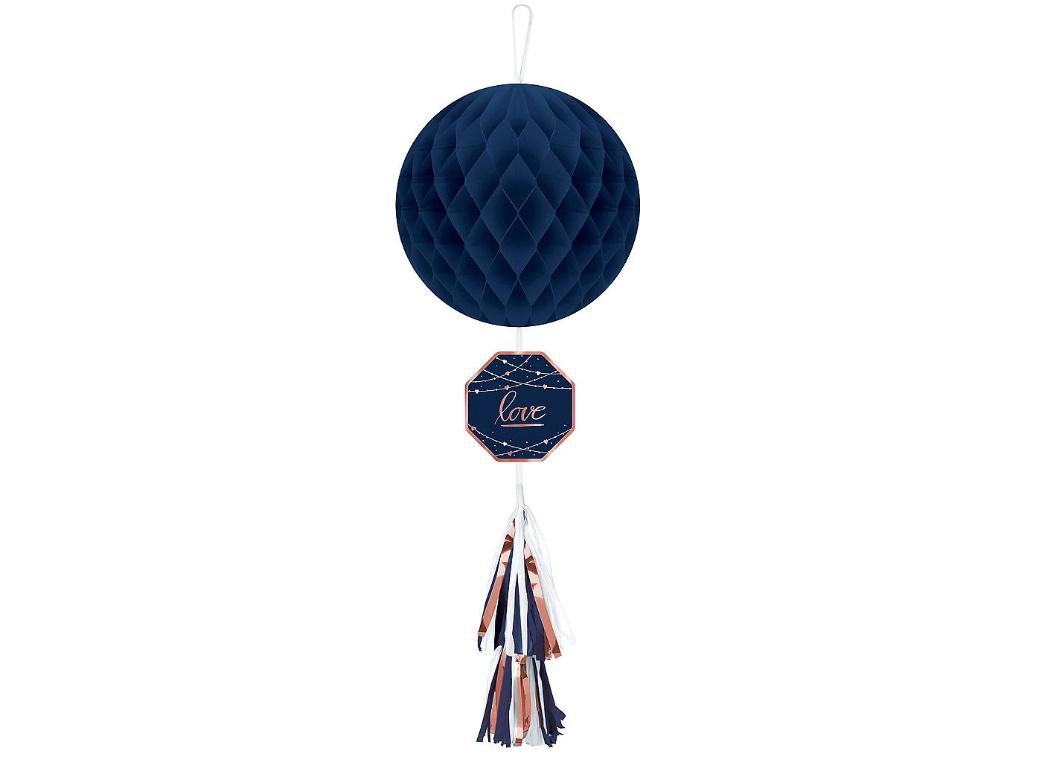 Navy Love Hanging Honeycomb Decoration